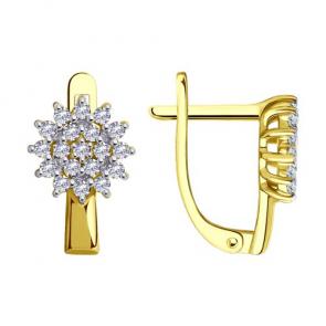 Серьги из лимонного золота SOKOLOV с фианитом 029815-2 фото