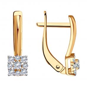 Золотые серьги SOKOLOV с фианитом 029818 фото