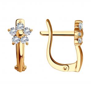 Золотые серьги SOKOLOV с фианитом 029825 фото