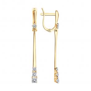 Золотые серьги SOKOLOV с фианитом 029826 фото