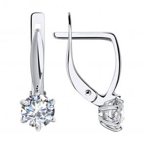 Серьги из белого золота SOKOLOV с фианитом 029827-3 фото