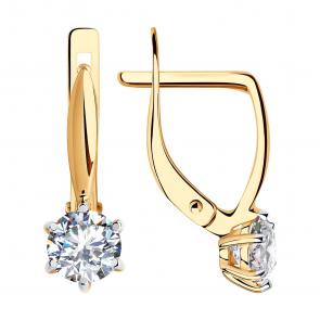 Золотые серьги SOKOLOV с фианитом 029827 фото