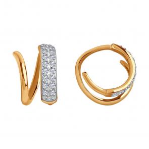 Золотые серьги Diamant с фианитом 029836 фото