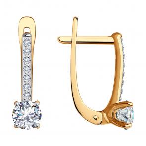 Золотые серьги SOKOLOV с фианитом 029841 фото