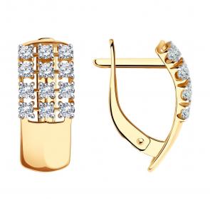 Золотые серьги SOKOLOV с фианитом 029843 фото