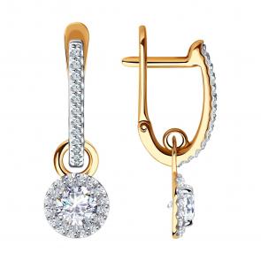 Золотые серьги SOKOLOV с фианитом 029846 фото