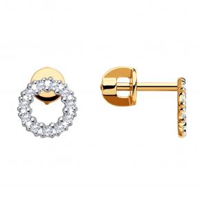 Золотые серьги SOKOLOV с фианитом 029847 фото