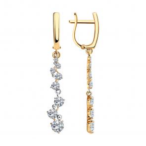 Золотые серьги SOKOLOV с фианитом 029862 фото