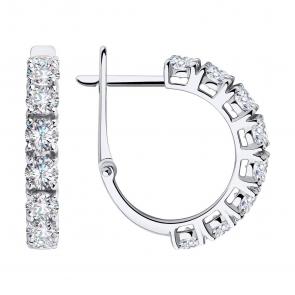 Серьги из белого золота SOKOLOV с фианитом 029866-3 фото