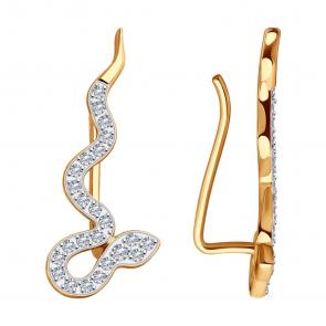 Золотые серьги Символ года Змея SOKOLOV с фианитом 029873 фото