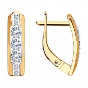 Золотые серьги SOKOLOV с фианитом 029883 фото