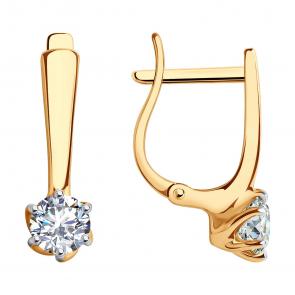 Золотые серьги SOKOLOV с фианитом 029891 фото