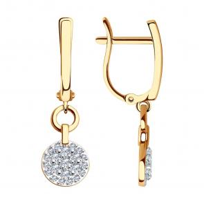 Золотые серьги SOKOLOV с фианитом 029904 фото