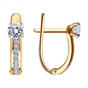 Золотые серьги SOKOLOV с фианитом 029908 фото