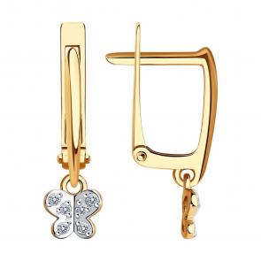 Золотые серьги SOKOLOV с фианитом 029909 фото