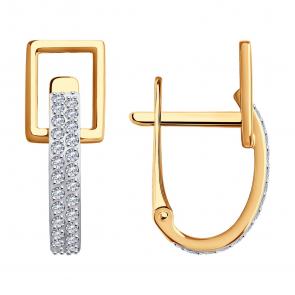 Золотые серьги SOKOLOV с фианитом 029934 фото