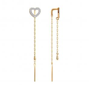 Золотые серьги SOKOLOV с фианитом 029937 фото