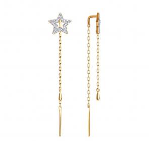 Золотые серьги SOKOLOV с фианитом 029939 фото