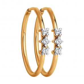 Золотые серьги SOKOLOV с фианитом 029941 фото