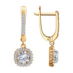 Золотые серьги SOKOLOV с фианитом 029955 фото