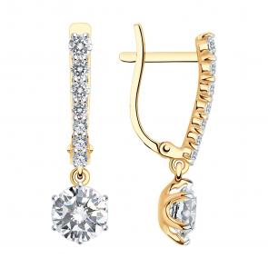 Золотые серьги SOKOLOV с фианитом 029971 фото