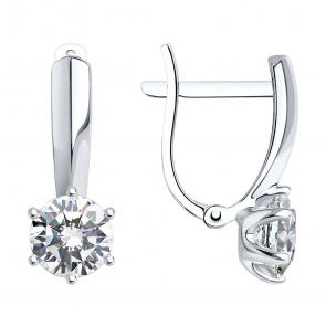 Серьги из белого золота SOKOLOV с фианитом 029972-3 фото