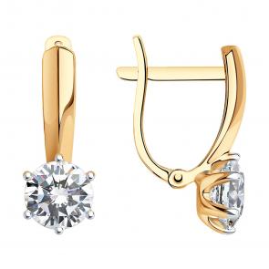 Золотые серьги SOKOLOV с фианитом 029972 фото