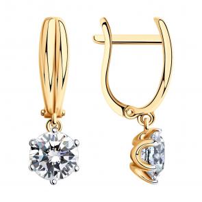 Золотые серьги SOKOLOV с фианитом 029973 фото