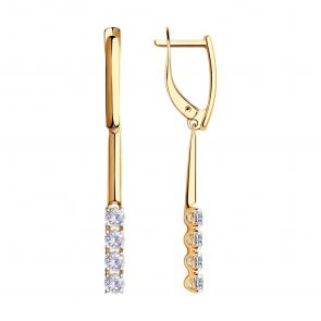 Золотые серьги SOKOLOV с фианитом 029975 фото