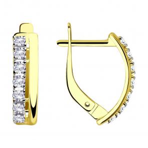 Серьги из лимонного золота SOKOLOV с фианитом 029977-2 фото