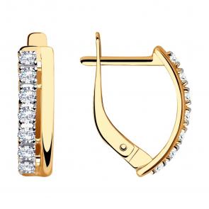 Золотые серьги SOKOLOV с фианитом 029977 фото