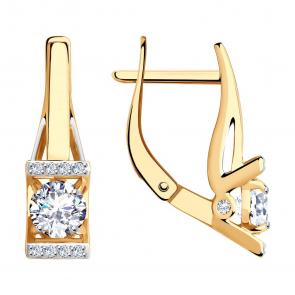Золотые серьги SOKOLOV с фианитом 029980 фото