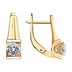 Золотые серьги SOKOLOV с фианитом 029981 фото