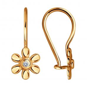 Золотые серьги SOKOLOV с фианитом 029987 фото