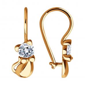 Золотые серьги SOKOLOV с фианитом 029990 фото