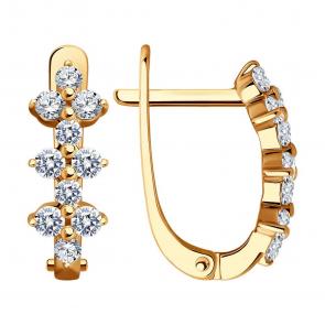 Золотые серьги SOKOLOV с фианитом 029991 фото