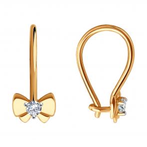 Золотые серьги SOKOLOV с фианитом 029992 фото