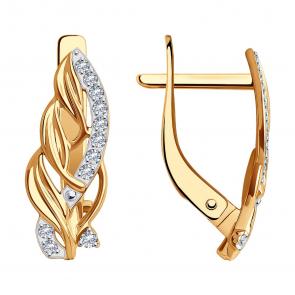 Золотые серьги SOKOLOV с фианитом 029996 фото