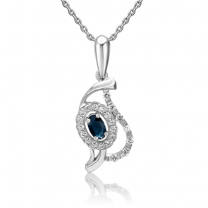 Подвеска из белого золота Platina с бриллиантом и сапфиром 03-0037-00-105-1120-30 фото