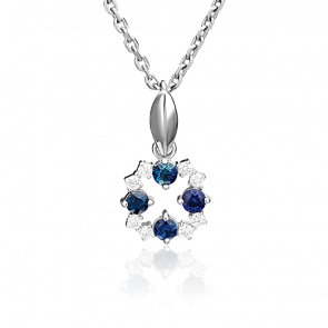 Подвеска из белого золота Platina с бриллиантом и сапфиром 03-0107-00-105-1120-30 фото