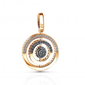 Золотая подвеска-трансформер ERA Jewellery с бриллиантом и чёрным бриллиантом 03-02185-01-040-07-02 фото