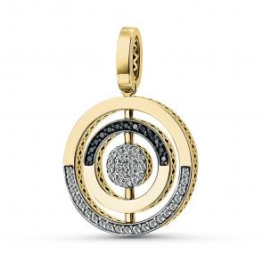 Подвеска-трансформер из лимонного золота ERA Jewellery с чёрным бриллиантом и бриллиантом 03-02185-05-040-07-02 фото