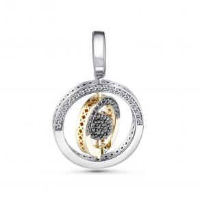 Подвеска-трансформер из белого золота ERA Jewellery с бриллиантом и черным бриллиантом 03-02185-2-06-040-07-04 фото