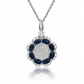 Подвеска из белого золота Platina с бриллиантом и сапфиром 03-0419-00-105-1120-30 фото