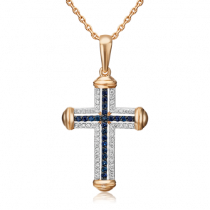 Золотая подвеска Platina с бриллиантом и сапфиром 03-0446-00-105-1110-30 фото