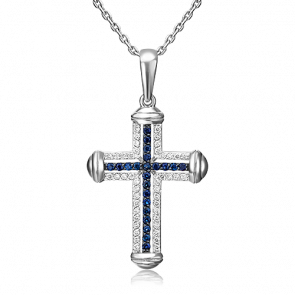 Подвеска из белого золота Platina с бриллиантом и сапфиром 03-0447-00-105-1120-30 фото