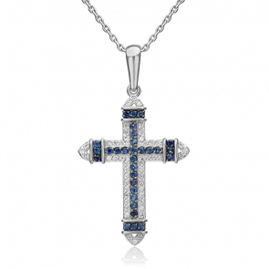 Подвеска из белого золота Platina с бриллиантом и сапфиром 03-0455-00-105-1120-30 фото