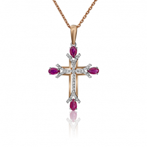 Золотая подвеска Platina с бриллиантом и рубином 03-0470-00-107-1110-30 фото