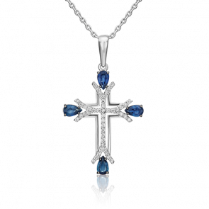 Подвеска из белого золота Platina с бриллиантом и сапфиром 03-0471-00-105-1120-30 фото