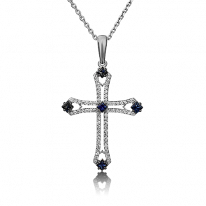 Подвеска из белого золота Platina с бриллиантом и сапфиром 03-0485-00-105-1120-30 фото